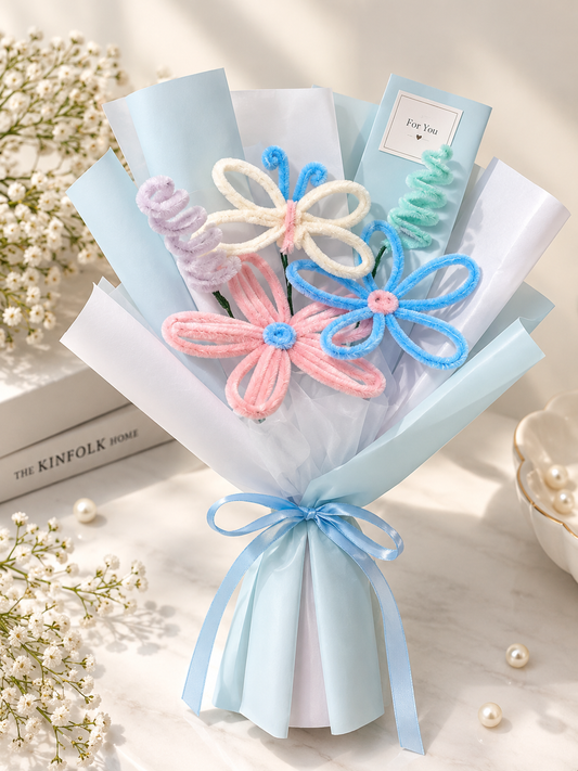 Pastel Handmade Flower Bouquet – Sweet & Elegant Gift
