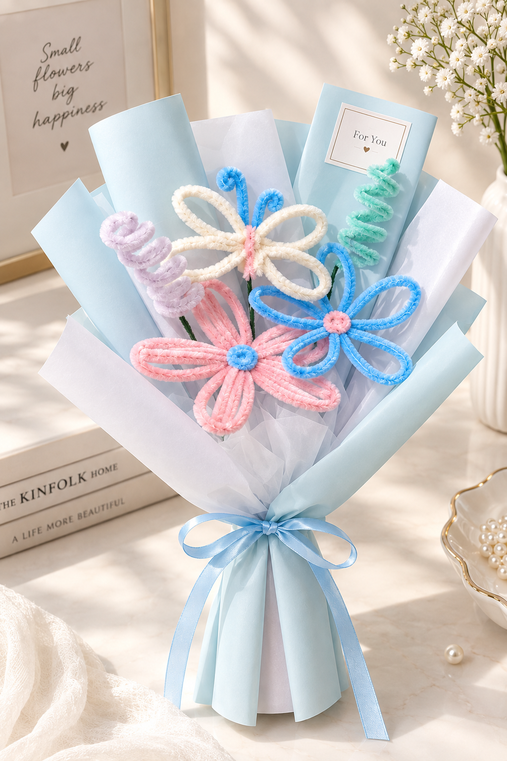 Pastel Handmade Flower Bouquet – Sweet & Elegant Gift
