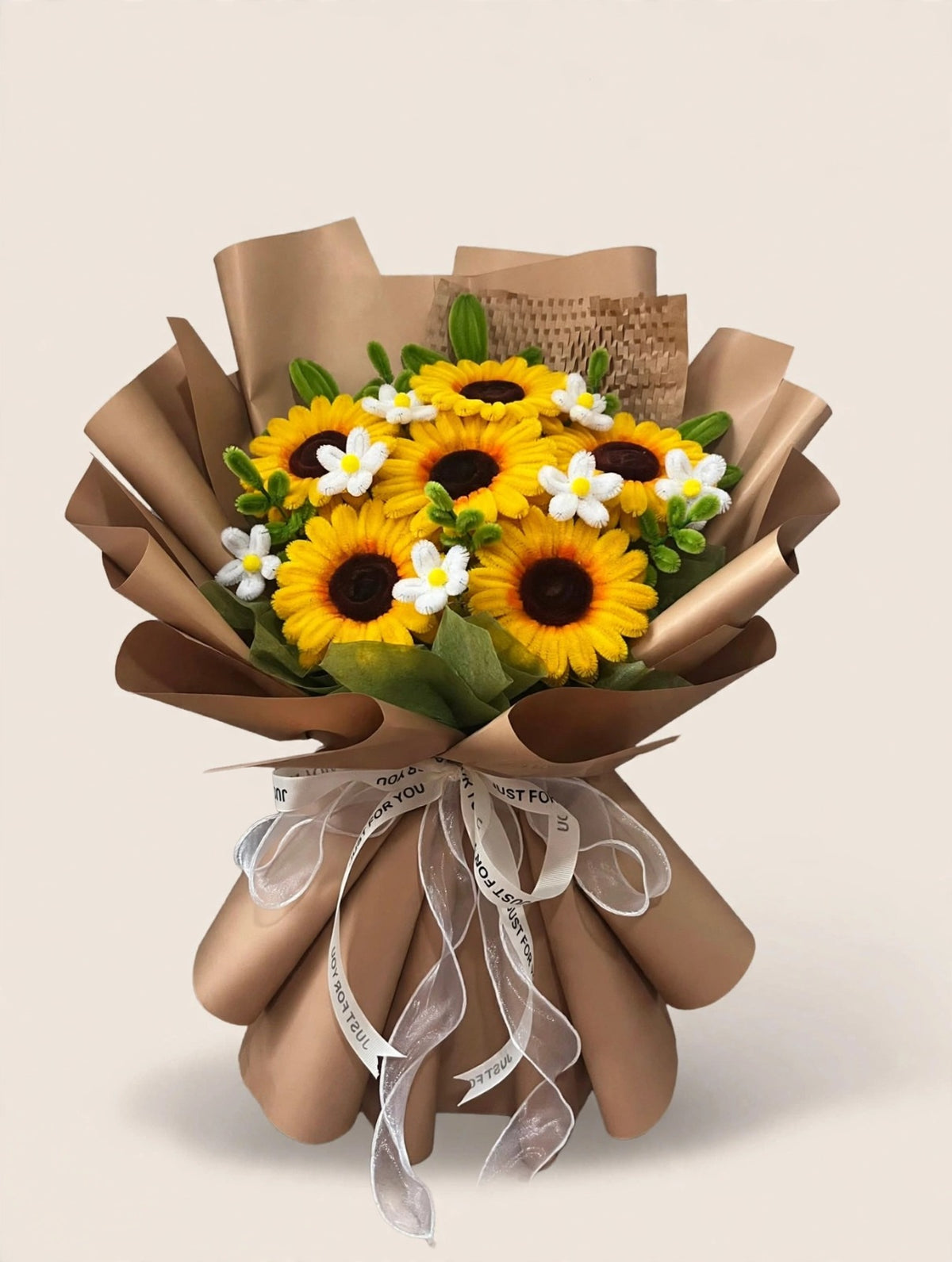 Artificial Sunflower Bouquet Made with Pipe Cleaners - Long Lasting - Perfect for Birthday, Anniversary & Graduation Gift